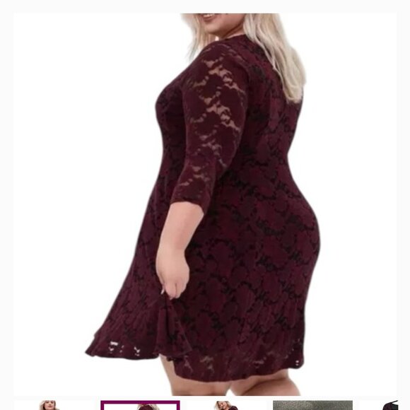 Romantic Lace Dark Red and Black Roses dress - Picture 3 of 13